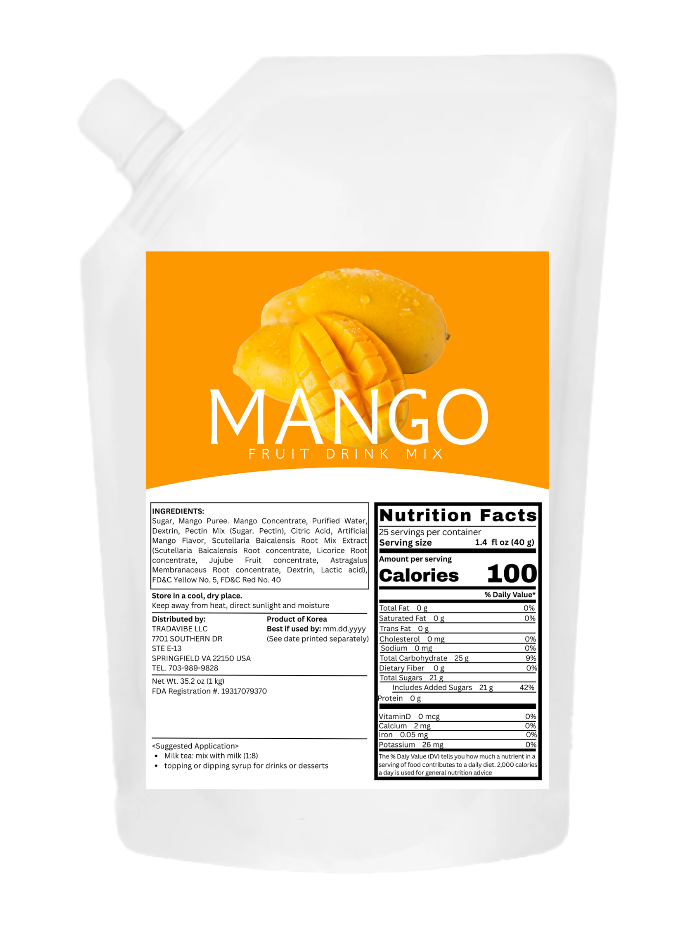 Mango Fruit Drink Mix 1kg (2.2lbs)